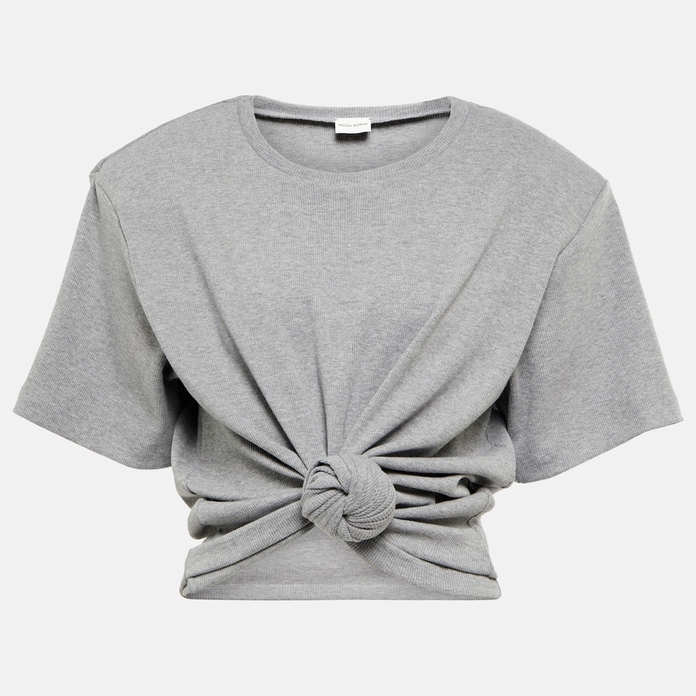 MAGDA BUTRYM gray cropped cotton-blend shirt oversized Small